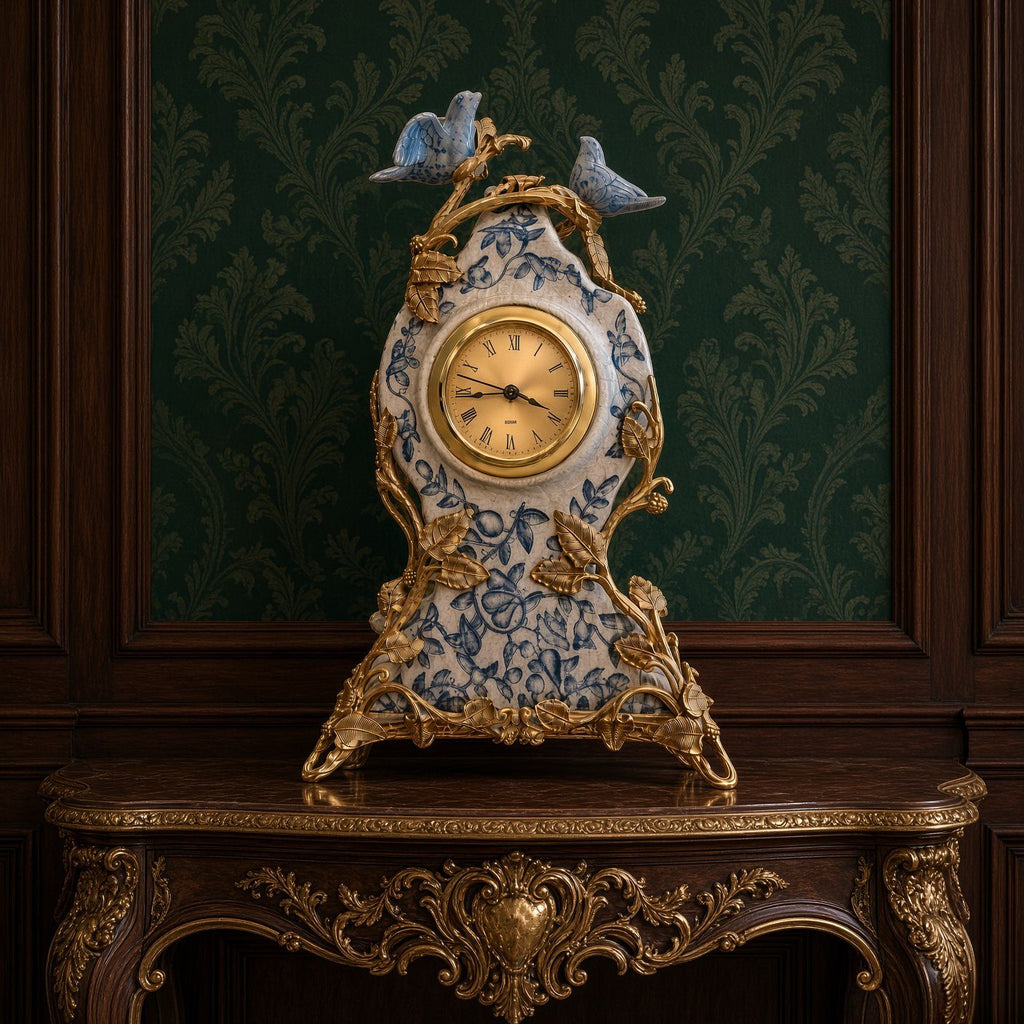Gilded Songbird Porcelain Clock