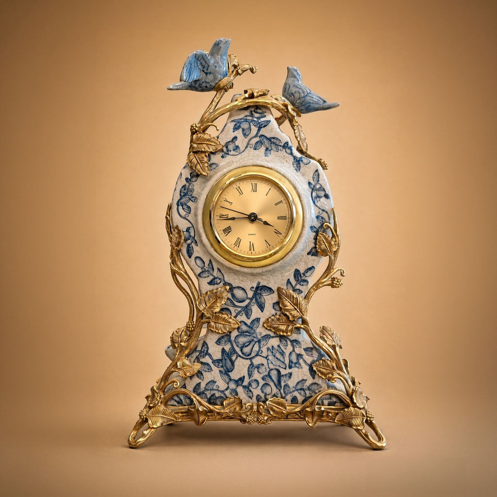 Gilded Songbird Porcelain Clock