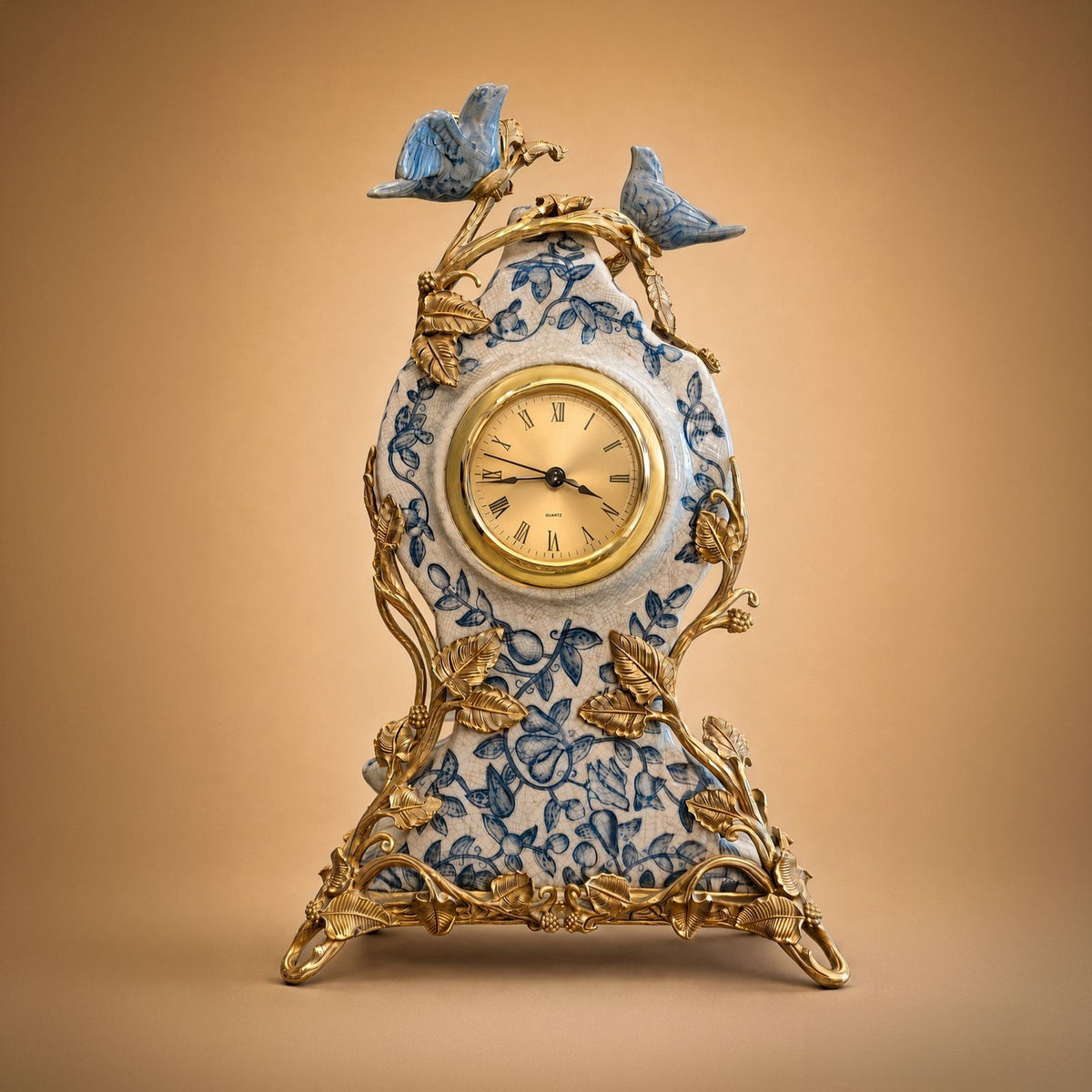 Gilded Songbird Porcelain Clock