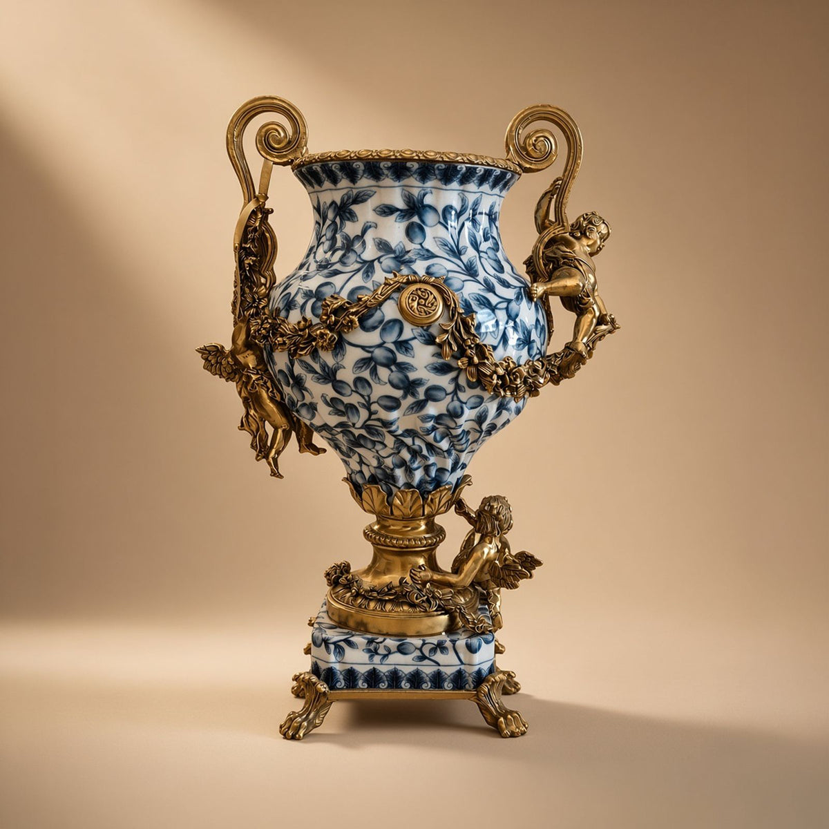 Louis XVI Blue & White Porcelain Ormolu Vase