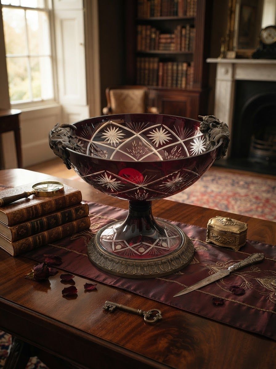 Vintage Ruby Crystal Pedestal Bowl