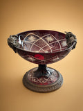 Vintage Ruby Crystal Pedestal Bowl